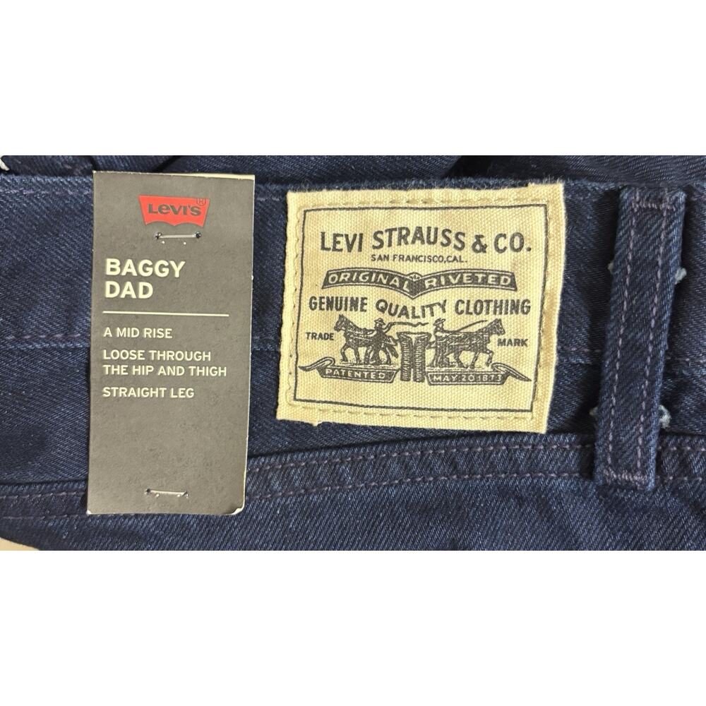 Levi’s Mens Baggy Dad Denim Jeans Size 33 Dark Wash Cotton Mid Rise Straight New - Picture 5 of 8